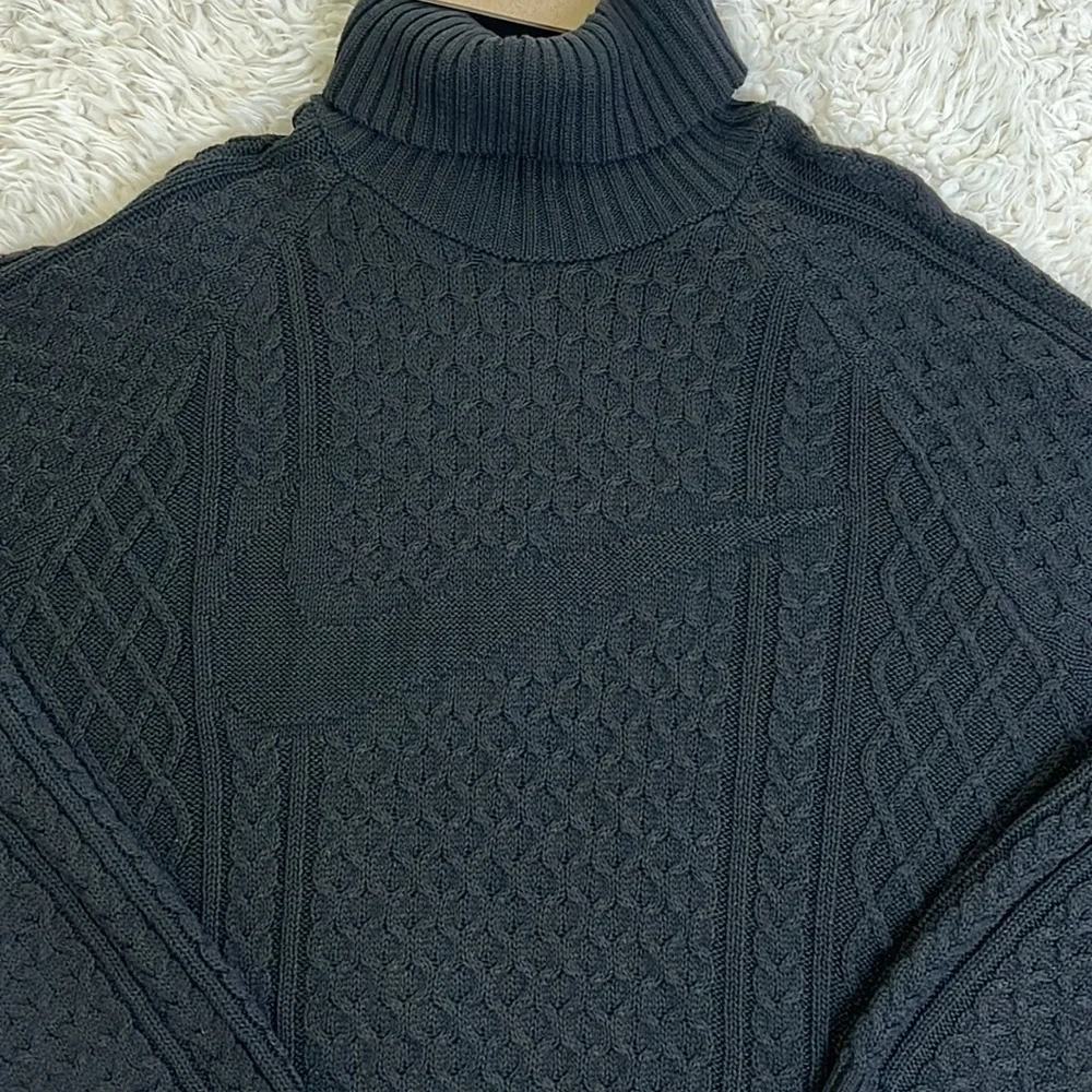 Nike Cable Knit Sweater Turtleneck Black Size Medium Mens Loose Fit - Picture 5 of 16